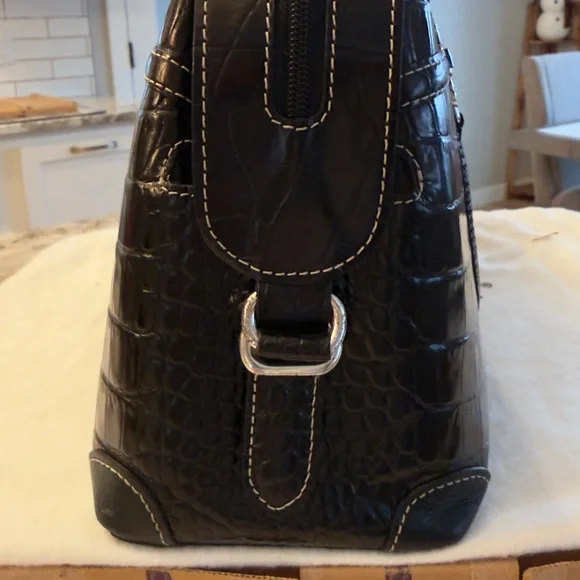 Authentic Brighton Ana Rosa Black Crocodile-Embossed Shoulder Bag - Picture 4 of 16